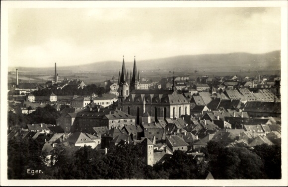 Postcard Hohenberg an der Eger Upper Franconia, town view, buildings, church with high towers