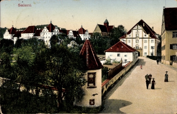 Postcard Salem in the Bodenseekreis Baden, view of the castle