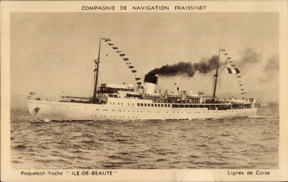 Ak Paquebot-Yacht Ile de Beaute, Fraissinet Navigation Company