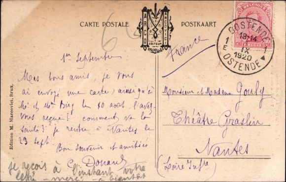 Postcard Oostende Ostend West Flanders, The Mail boat Ostend Douvres, Steamerpartie