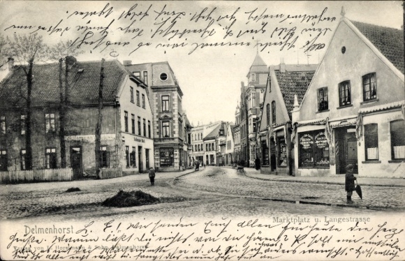 Postcard Delmenhorst in Oldenburg, Market Square, Langestraße