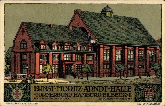 Kunstenaar Ak Mühlhan, A., Hamburg Wandsbek Eilbek, Ernst Moritz Arndt Halle, Turnerbund