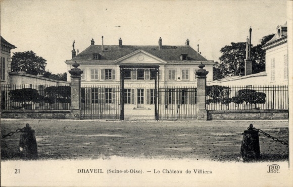 Ak Draveil Essonne, Vorderseite einer Postkarte mit einem Bild des Schlosses von Villiers in  ...