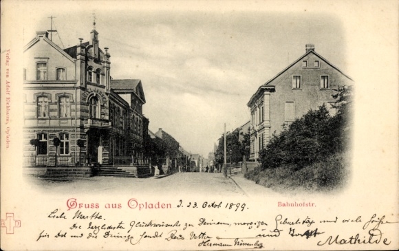 Postcard Opladen Leverkusen in the Rhineland, Bahnhofstraße