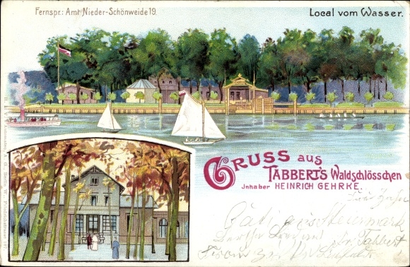 Chromo-Litho Berlin Treptow Niederschoeneweide, Tabbert&#39;s Waldschlösschen