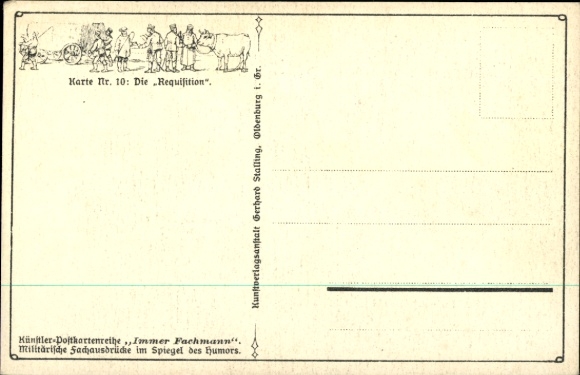 Artist Postcard The Requisition, soldiers with women in front of the tavern, kiss, always professional, I. WK