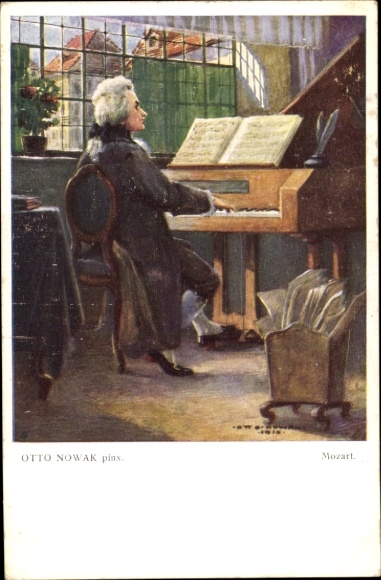 Künstler Ak Nowak, Otto, Komponist Wolfgang Amadeus Mozart, Klavier