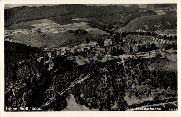 Postcard Taben Rodt on the Saar, aerial photograph