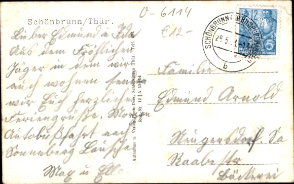 Postcard Schönbrunn Schleusegrund in the Thuringian Forest, Gasthof zum Fröhlichen Jäger