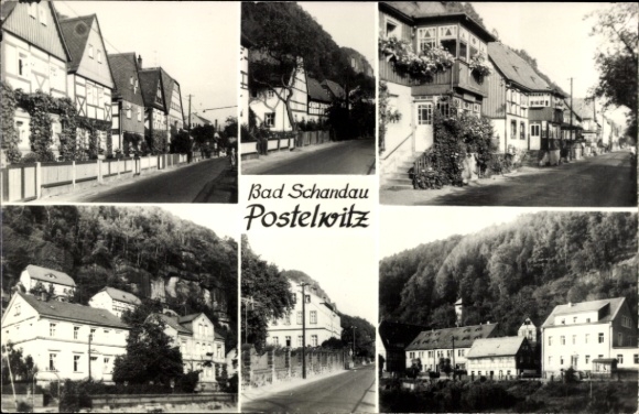 Postcard Postelwitz Bad Schandau Saxon Switzerland, several houses, street view, landscape