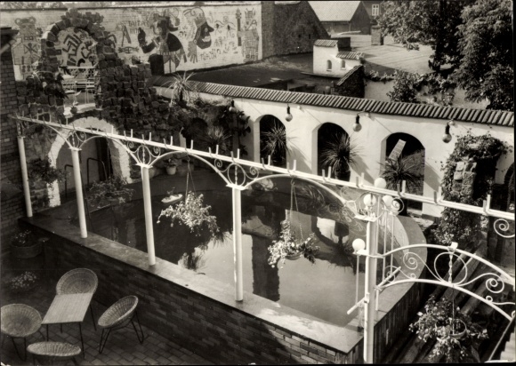 Postcard Großräschen in Lower Lusatia, Acksel restaurant, Mexican bath with roof garden