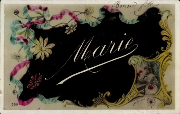 Letters Postcard First Name Marie, Woman, Flowers