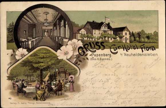 Chromo-Litho Neuhaldensleben Haldensleben Börde, Kurhotel Flora, Papenberg