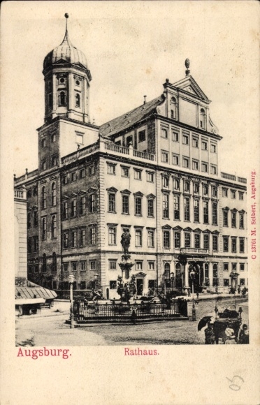 Postcard Augsburg in Swabia, Town Hall, Architecture, by M. Seibert