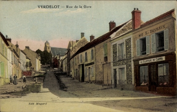 Ak Verdelot Seine et Marne, Rue de la Gare