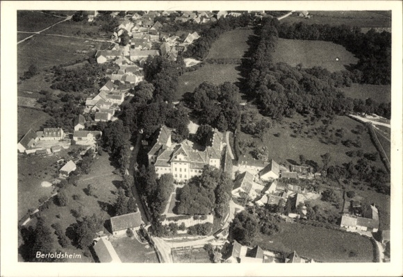 Postcard Bertoldsheim Rennertshofen Upper Bavaria, aerial photograph