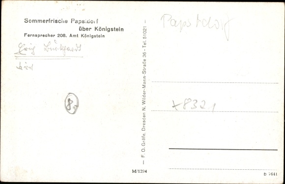 Postcard Papstdorf Gohrisch in Saxony, Inn zur Hoffnung