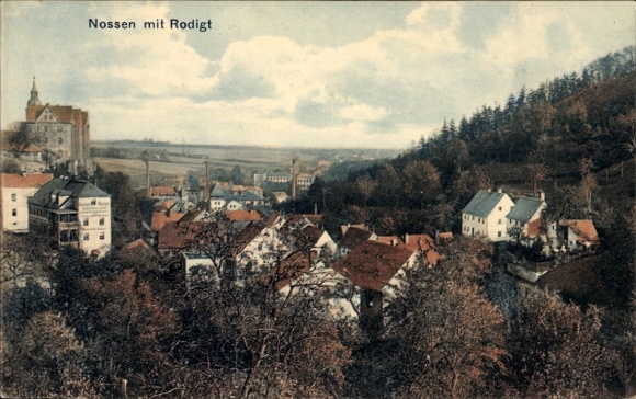 Postcard Nossen in Saxony, Panorama, Rodigt