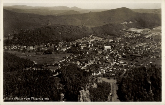 Postcard Dahn in the Palatinate, aerial photograph