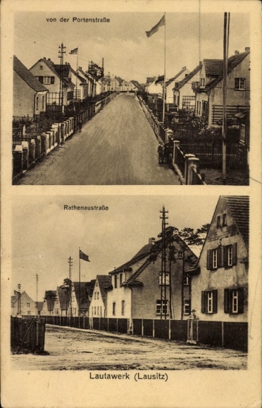 Ak Lautawerk Lauta in der Lausitz, Von der Portenstraße, Rathenaustraße