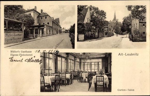 PC Dresden Alt Leubnitz, Müller&#39;s inn, butcher&#39;s shop, garden salon, street section
