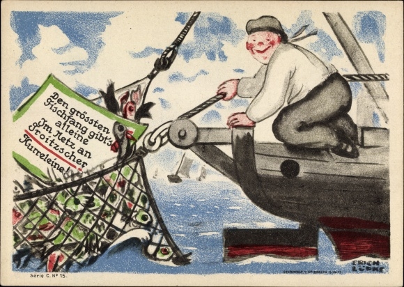 Artist PC Lüdke, E., Berlin Tempelhof, rope and cable works F. Troitzsch, fishing, Kurreleine