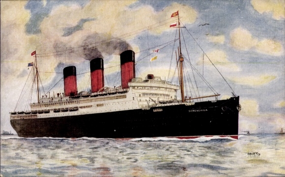 Kunstenaar Ak Stoomboot RMS Berengaria, stoomschip, Cunard Line