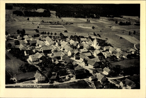 Postcard Bernbach Bidingen in Allgäu Swabia, aerial photograph