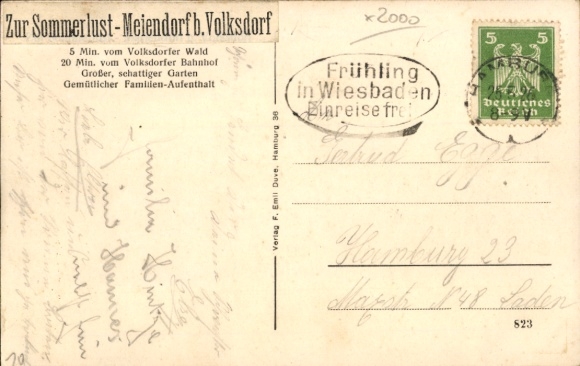 Postcard Hamburg Wandsbek Rahlstedt Meiendorf, Zur Sommerlust
