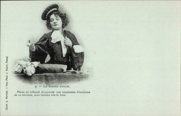Postcard lawyer, court hearing, baby