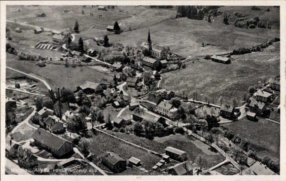 Postcard Weitnau in Oberallgäu Swabia, aerial photograph