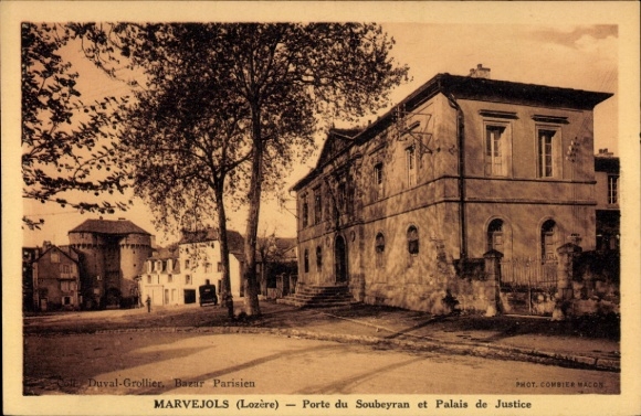 KP Marvejols Lozère, Porte du Soubeyran, Palais de Justice, architektura, staromodny