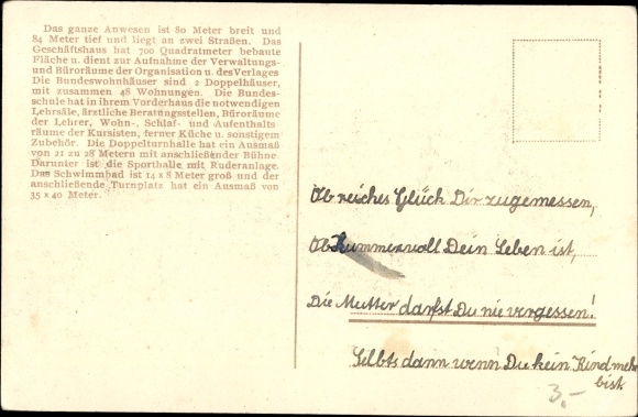 Postcard Leipzig, federal office building, federal residential buildings, federal school