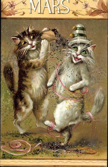 Set of 12 Artist AK Cats, Months, French Series