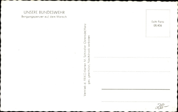 Postcard Deutsche Bundeswehr, salvage tanks on the march
