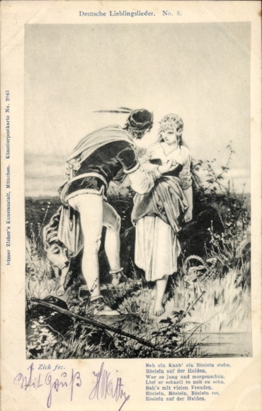 Kunstenaar Ak Zick, A., Lovers, Meeting