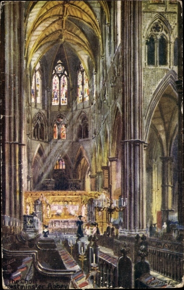 Artist Postcard Flower, Charles F., City of Westminster London City, Westminster Abbey, Tuck 7033