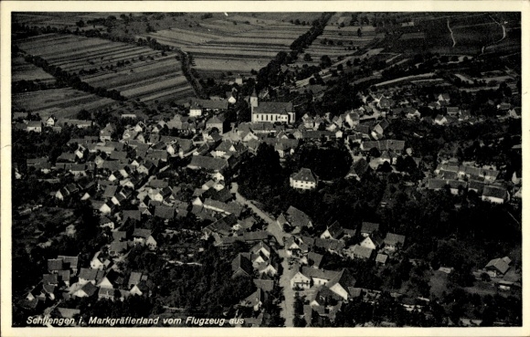 Postcard Schliengen in the Black Forest, aerial photograph