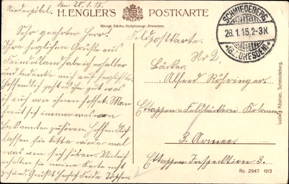 Postcard Niederpöbel Schmiedeberg in the Erzgebirge, partial view