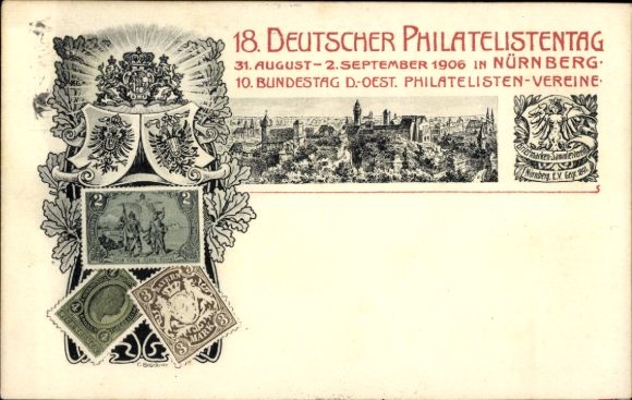 Particuliere postwaardestukken Beieren PP 10 C4 01, 18e Duitse Filatelistendag Neurenberg 1906, SSt B0.07