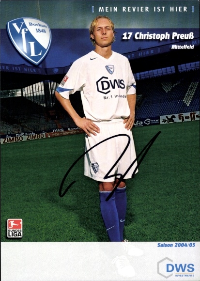 Autogrammkarte Fußballer Christoph Preuß, VfL Bochum, Autogramm