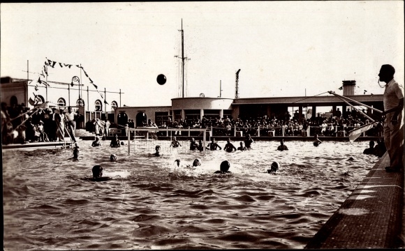 Photo Postcard Trouville sur Mer Calvados, Olympic Swimming Pool, Water Polo
