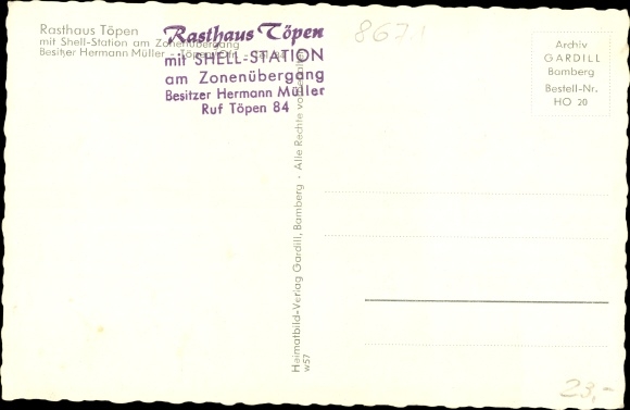 Postcard Töpen in Upper Franconia, Töpen rest house at the zone crossing, guest room, terrace