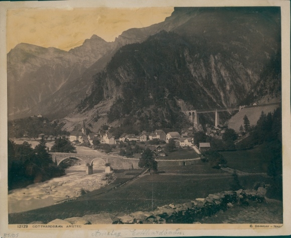 Photo Amsteg Silenen Canton Uri, around 1870, Gotthard railway, general view