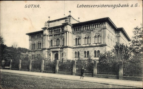 Postcard Gotha in Thuringia, life insurance bank a. G.