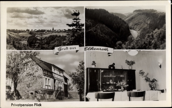 Postcard Elkenroth in the Westerwald, private pension Flick, interior view, landscape