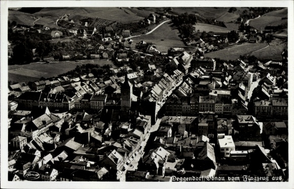 Postcard Deggendorf in the Bavarian Forest Lower Bavaria, aerial photograph