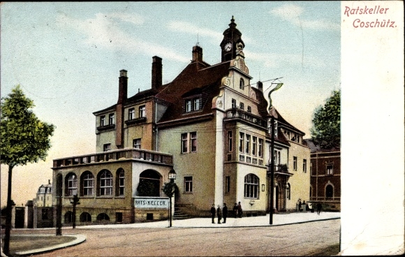 Ansichtkaart Dresden Coschütz, Ratskeller, straatdeel