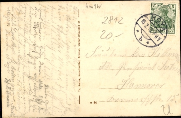 Postcard Spraken Schwarme Lower Saxony, Fritz Beermann commercial building, school