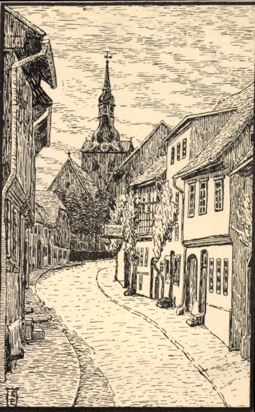 Artist Postcard Eisbein, E., Schwanebeck in the Harz Mountains, Breitestraße, Petri Church